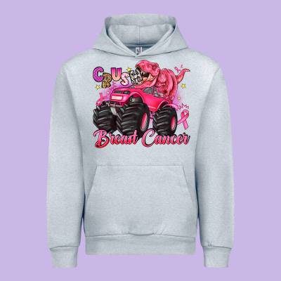 Crush Breast Cancer Monster Truck With Dinosaur Urban Hoodie Designed By Jahusdesignshop