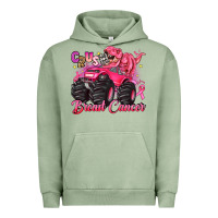 Pigment Oil Green crush breast cancer monster truck with dinosaur Urban Hoodie - JahusDesignShop