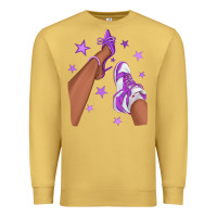 Antique Gold Purple Afro Girl Sneakers and Heels Premium Sweatshirt - texasbilliewilder