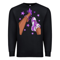 Black Purple Afro Girl Sneakers and Heels Premium Sweatshirt - texasbilliewilder