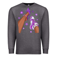 Charcoal Heather Purple Afro Girl Sneakers and Heels Premium Sweatshirt - texasbilliewilder