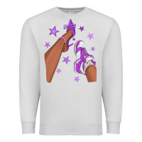 Dove Grey Purple Afro Girl Sneakers and Heels Premium Sweatshirt - texasbilliewilder