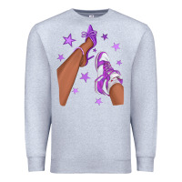 Heather Grey Purple Afro Girl Sneakers and Heels Premium Sweatshirt - texasbilliewilder