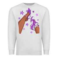 Oatmeal Heather Purple Afro Girl Sneakers and Heels Premium Sweatshirt - texasbilliewilder