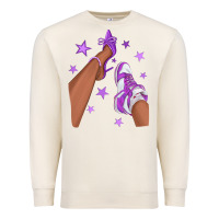 Sandshell Purple Afro Girl Sneakers and Heels Premium Sweatshirt - texasbilliewilder