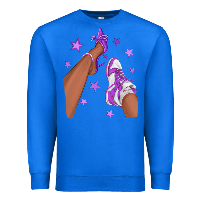 Purple Afro Girl Sneakers And Heels Premium Sweatshirt by texasbilliewilder | Teevron