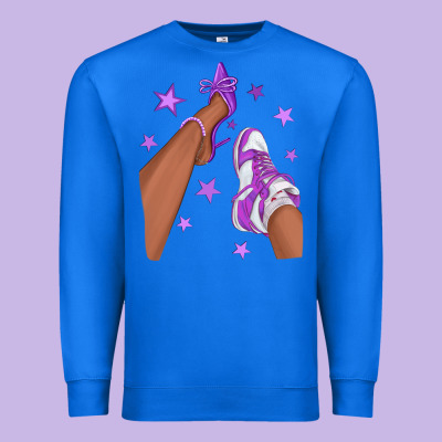 Purple Afro Girl Sneakers And Heels Premium Sweatshirt Designed By Texasbilliewilder
