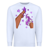 White Purple Afro Girl Sneakers and Heels Premium Sweatshirt - texasbilliewilder