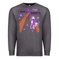 Charcoal Heather Purple I Have Two Moods Afro Girl Sneakers Premium Sweatshirt - texasbilliewilder