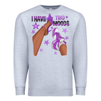 Heather Grey Purple I Have Two Moods Afro Girl Sneakers Premium Sweatshirt - texasbilliewilder
