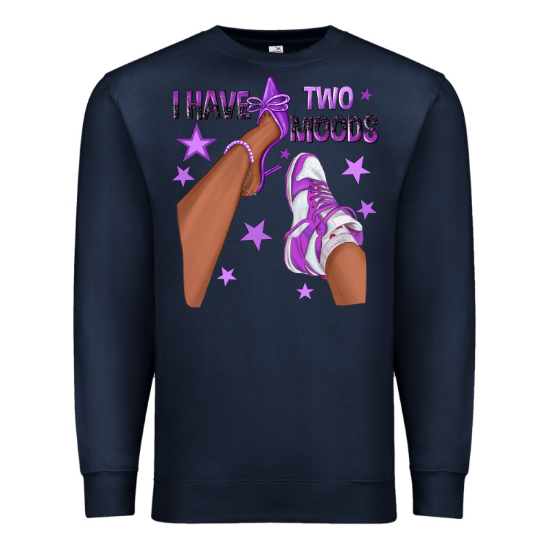 Purple I Have Two Moods Afro Girl Sneakers Premium Sweatshirt by texasbilliewilder | Teevron