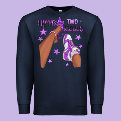 Purple I Have Two Moods Afro Girl Sneakers Premium Sweatshirt Designed By Texasbilliewilder