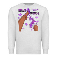 Oatmeal Heather Purple I Have Two Moods Afro Girl Sneakers Premium Sweatshirt - texasbilliewilder