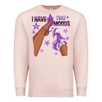 Pale Pink Purple I Have Two Moods Afro Girl Sneakers Premium Sweatshirt - texasbilliewilder