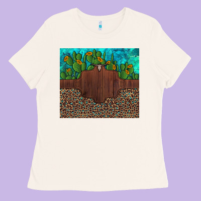 Custom Cactus And Sunflowers Leopard Turquoise Ladies Tee Designed By Artiststas