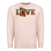 Pale Pink Love Lady Of Guadalupe Premium Sweatshirt - RanaPortraitStore