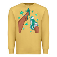 Antique Gold Teal Afro Girl Sneakers and Heels Premium Sweatshirt - texasbilliewilder