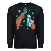Black Teal Afro Girl Sneakers and Heels Premium Sweatshirt - texasbilliewilder