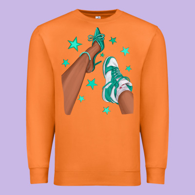 Teal Afro Girl Sneakers And Heels Premium Sweatshirt Designed By Texasbilliewilder