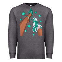 Charcoal Heather Teal Afro Girl Sneakers and Heels Premium Sweatshirt - texasbilliewilder