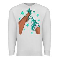 Dove Grey Teal Afro Girl Sneakers and Heels Premium Sweatshirt - texasbilliewilder