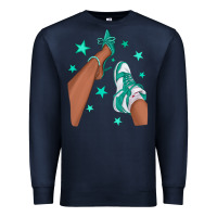 Navy Teal Afro Girl Sneakers and Heels Premium Sweatshirt - texasbilliewilder