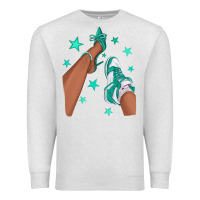 Oatmeal Heather Teal Afro Girl Sneakers and Heels Premium Sweatshirt - texasbilliewilder
