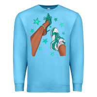 Ocean Blue Teal Afro Girl Sneakers and Heels Premium Sweatshirt - texasbilliewilder
