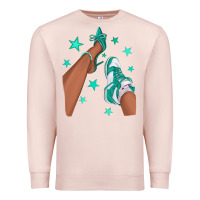 Pale Pink Teal Afro Girl Sneakers and Heels Premium Sweatshirt - texasbilliewilder