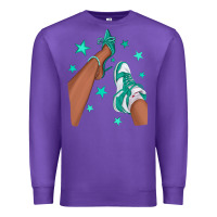 Purple Teal Afro Girl Sneakers and Heels Premium Sweatshirt - texasbilliewilder