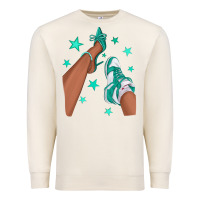Sandshell Teal Afro Girl Sneakers and Heels Premium Sweatshirt - texasbilliewilder