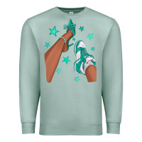 Seafoam Teal Afro Girl Sneakers and Heels Premium Sweatshirt - texasbilliewilder