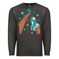 Smoke Teal Afro Girl Sneakers and Heels Premium Sweatshirt - texasbilliewilder