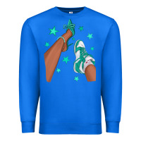 True Royal Teal Afro Girl Sneakers and Heels Premium Sweatshirt - texasbilliewilder
