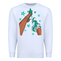 White Teal Afro Girl Sneakers and Heels Premium Sweatshirt - texasbilliewilder