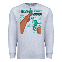 Heather Grey Teal I Have Two Moods Afro Girl Sneakers Premium Sweatshirt - texasbilliewilder