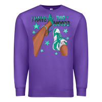 Purple Teal I Have Two Moods Afro Girl Sneakers Premium Sweatshirt - texasbilliewilder