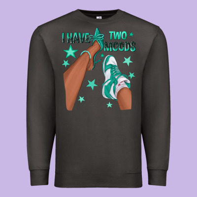 Teal I Have Two Moods Afro Girl Sneakers Premium Sweatshirt Designed By Texasbilliewilder