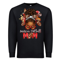 Black american football mom red and silver afro messy bu Premium Sweatshirt - texasbilliewilder