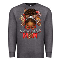 Charcoal Heather american football mom red and silver afro messy bu Premium Sweatshirt - texasbilliewilder