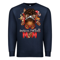 Navy american football mom red and silver afro messy bu Premium Sweatshirt - texasbilliewilder