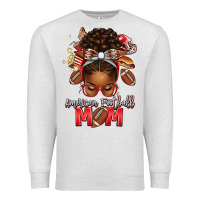 Oatmeal Heather american football mom red and silver afro messy bu Premium Sweatshirt - texasbilliewilder