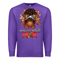 Purple american football mom red and silver afro messy bu Premium Sweatshirt - texasbilliewilder