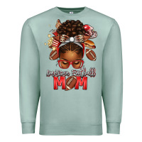 American Football Mom Red And Silver Afro Messy Bu Premium Sweatshirt | Teevron