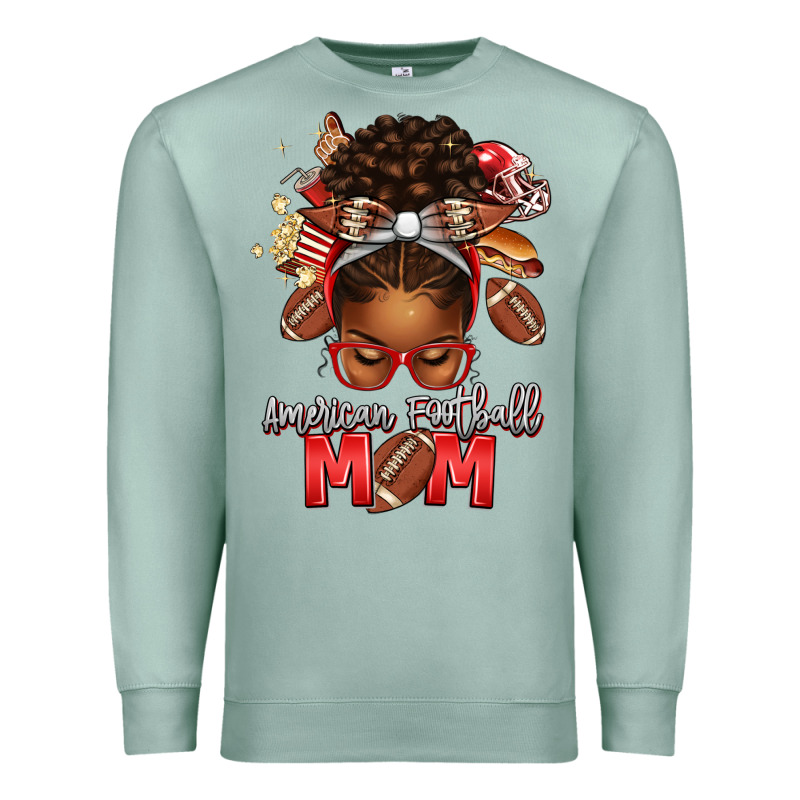 American Football Mom Red And Silver Afro Messy Bu Premium Sweatshirt by texasbilliewilder | Teevron