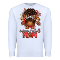 White american football mom red and silver afro messy bu Premium Sweatshirt - texasbilliewilder