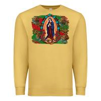 Antique Gold Mexican Flag Lady Of Guadalupe Distressed Backgrou Premium Sweatshirt - RanaPortraitStore