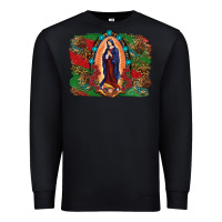 Black Mexican Flag Lady Of Guadalupe Distressed Backgrou Premium Sweatshirt - RanaPortraitStore