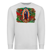 Dove Grey Mexican Flag Lady Of Guadalupe Distressed Backgrou Premium Sweatshirt - RanaPortraitStore