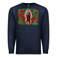 Navy Mexican Flag Lady Of Guadalupe Distressed Backgrou Premium Sweatshirt - RanaPortraitStore